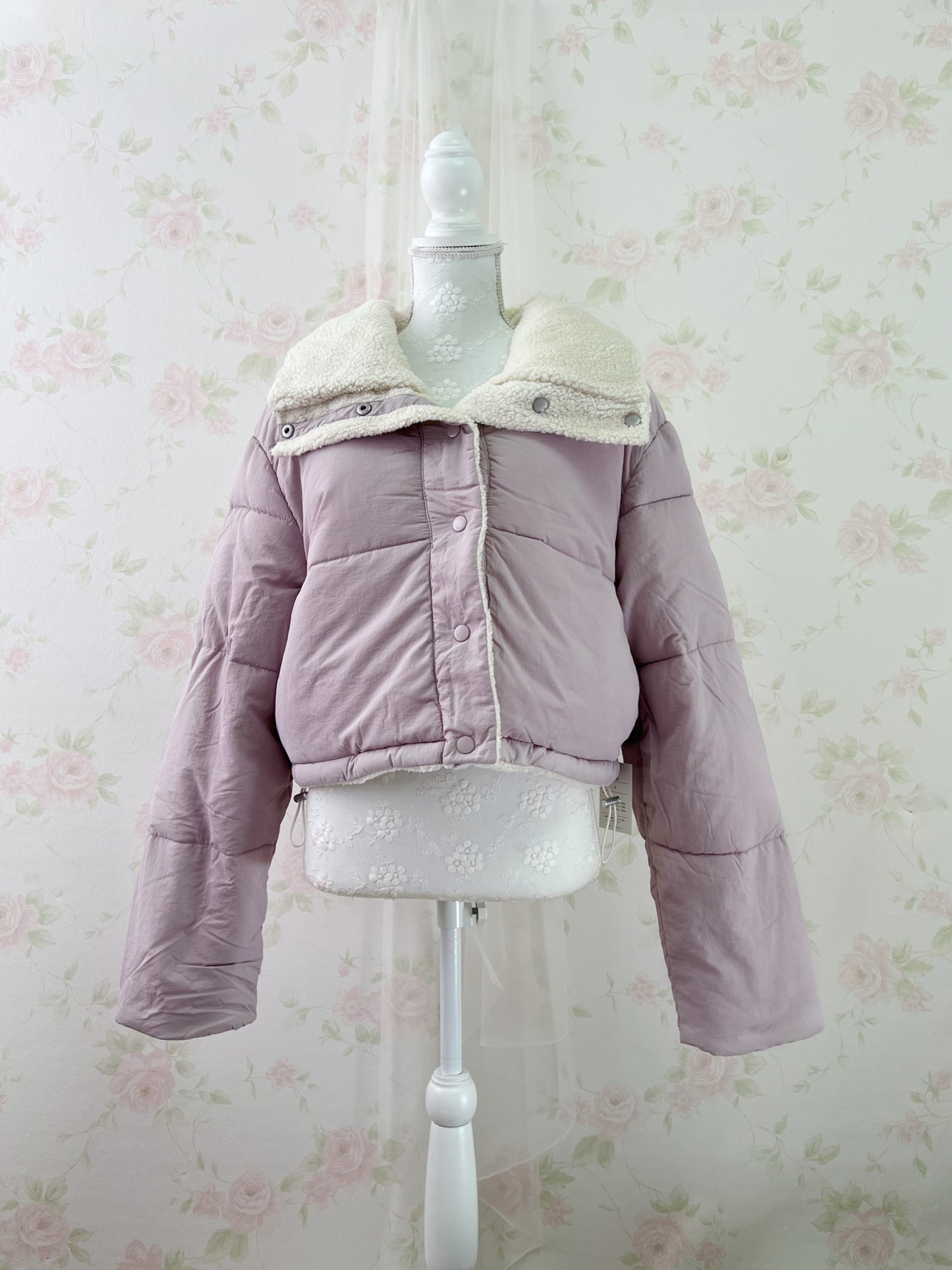 GRL Reversible Boa Puffer Jacket (Pink)