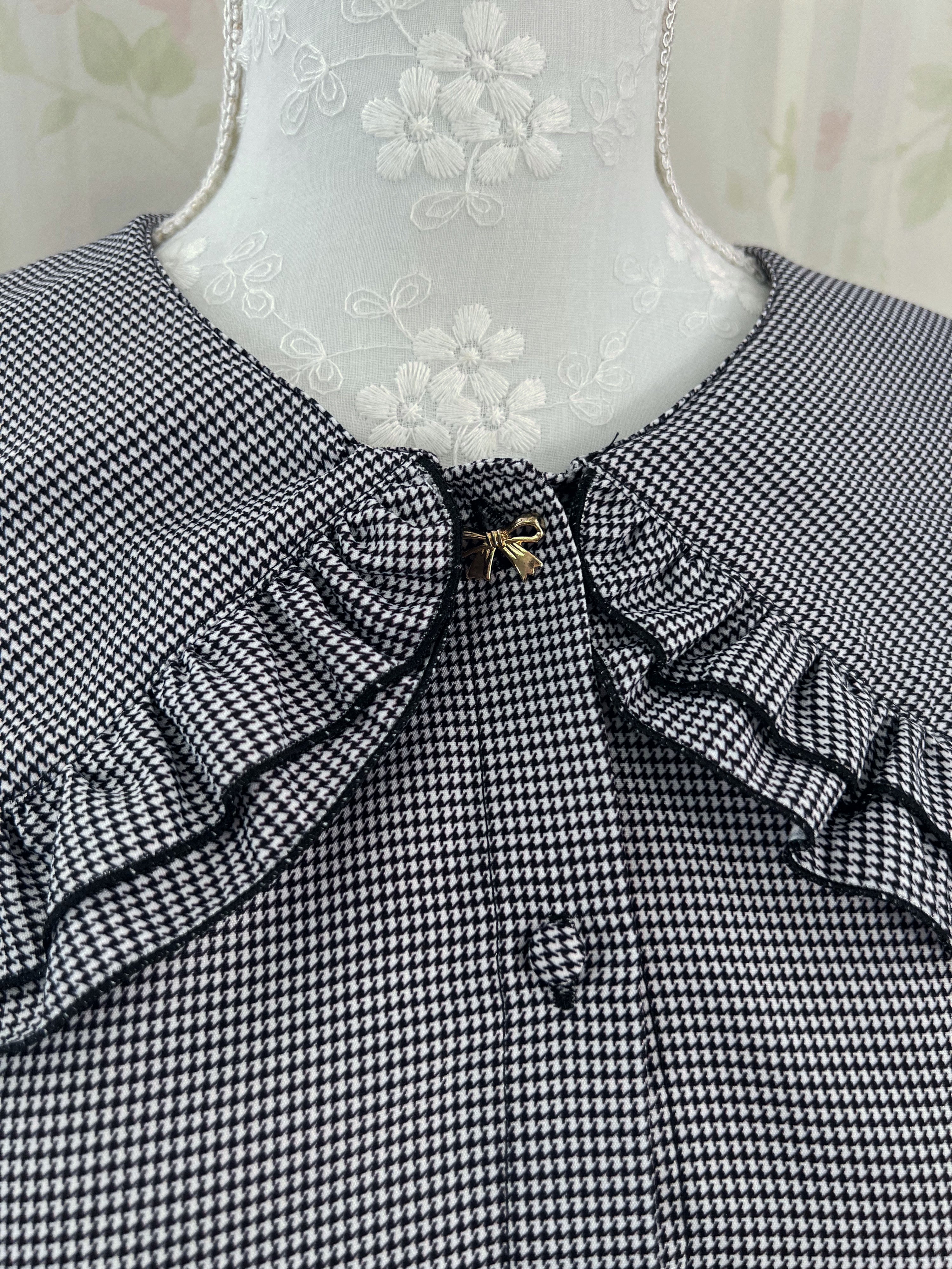 Dolly Ruffled Collar Checked Blouse (Black)