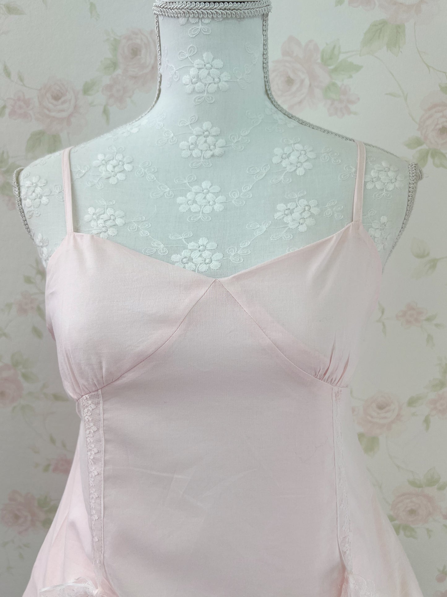 GRL Side Lacy Bow Camisole Cotton Dress (Pink)
