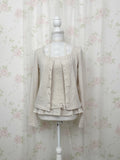 Polka Dot Cardigan Camisole Set (Beige)
