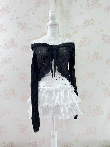 GRL Shoujo Frilled Hem Cardigan (Black)