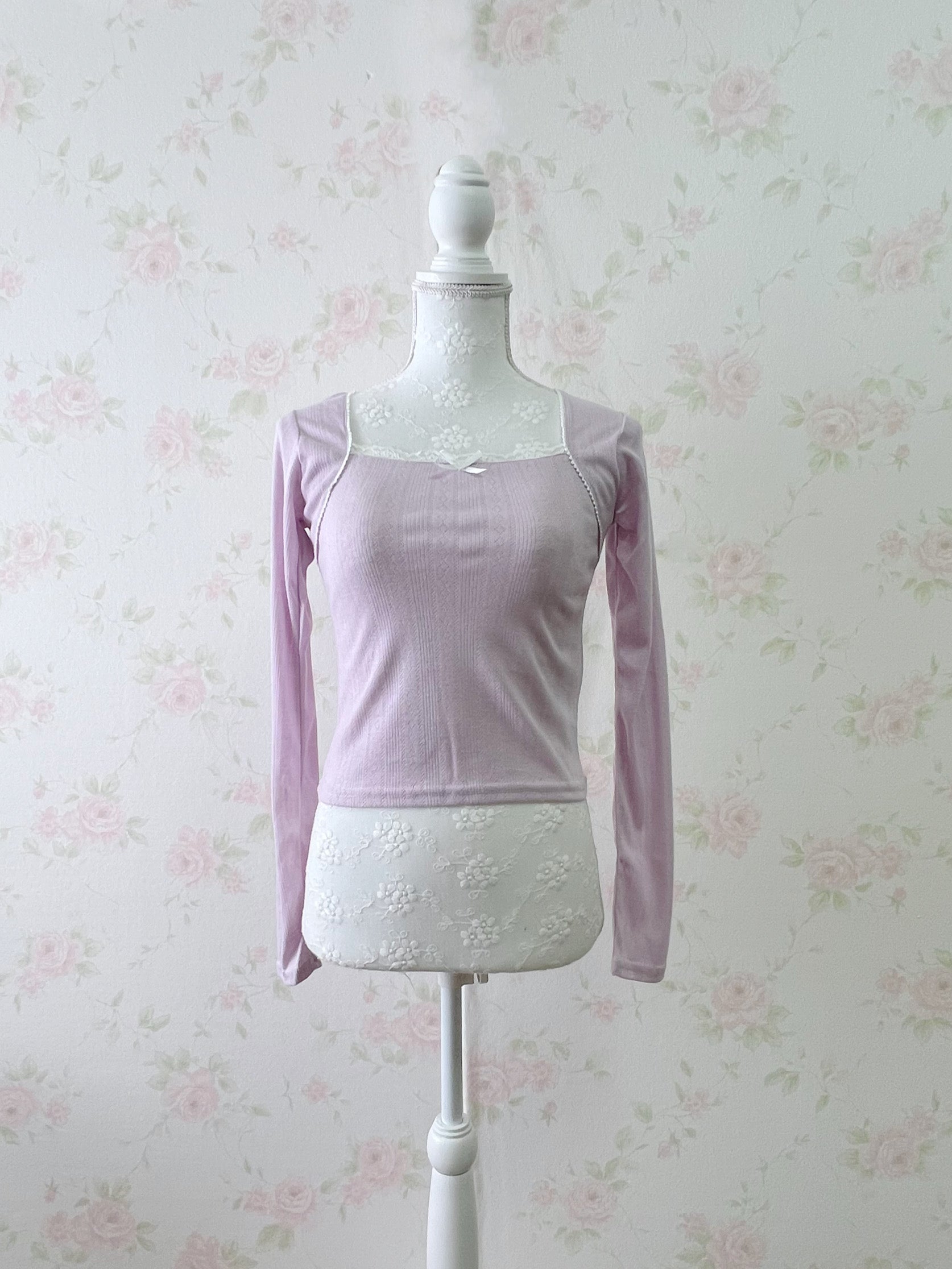 (24%OFF)Coquette Girly Top (Purple Pink)