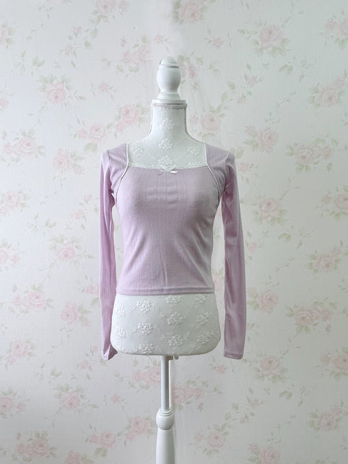 (24%OFF)Coquette Girly Top (Purple Pink)