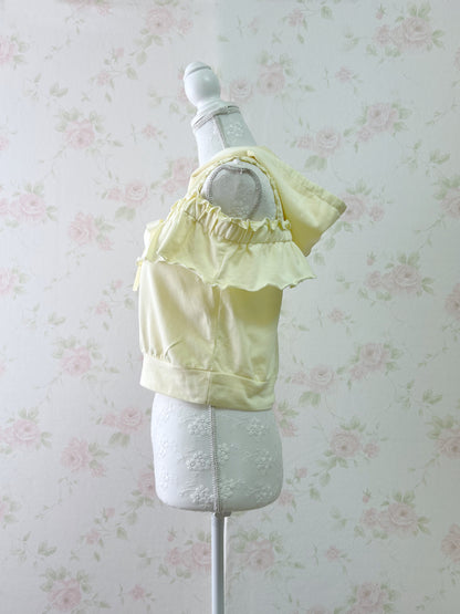 LIZ LISA Floral Lace Tulle Hoodie (Lemon yellow)