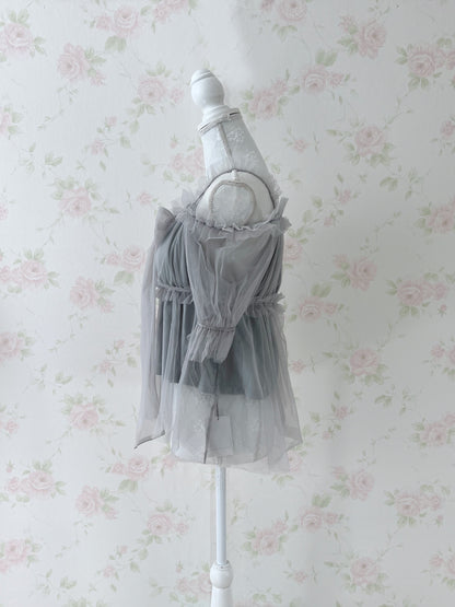 (18% OFF) GRL Chiffon Bow Tunic Top (Gray)