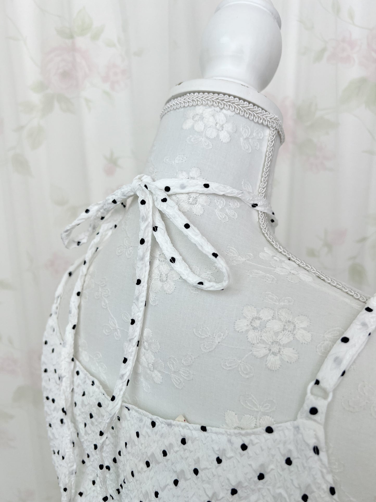 Polka Dot Balloon Camisole Halter Neck Top