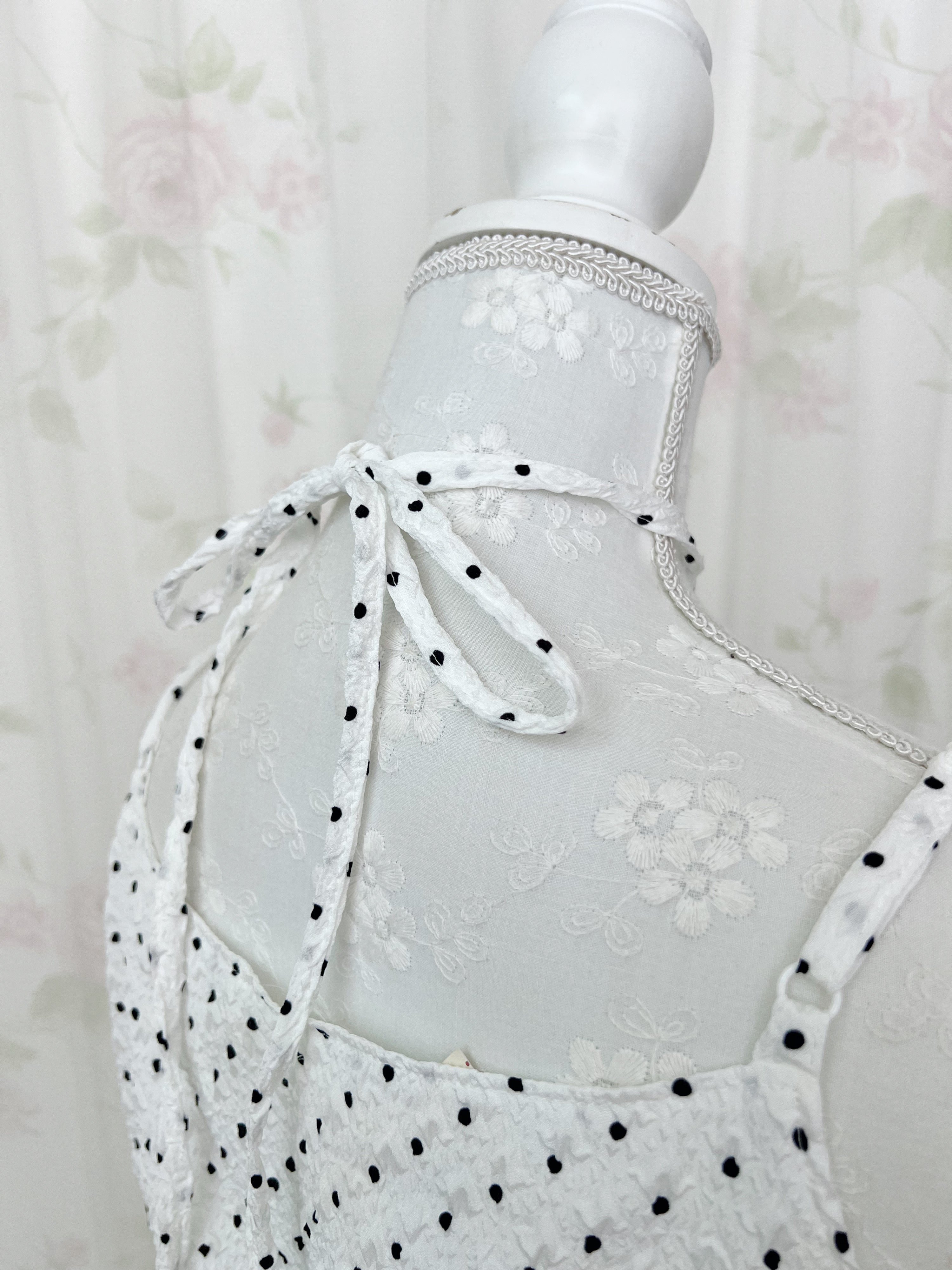 Polka Dot Balloon Camisole Halter Neck Top