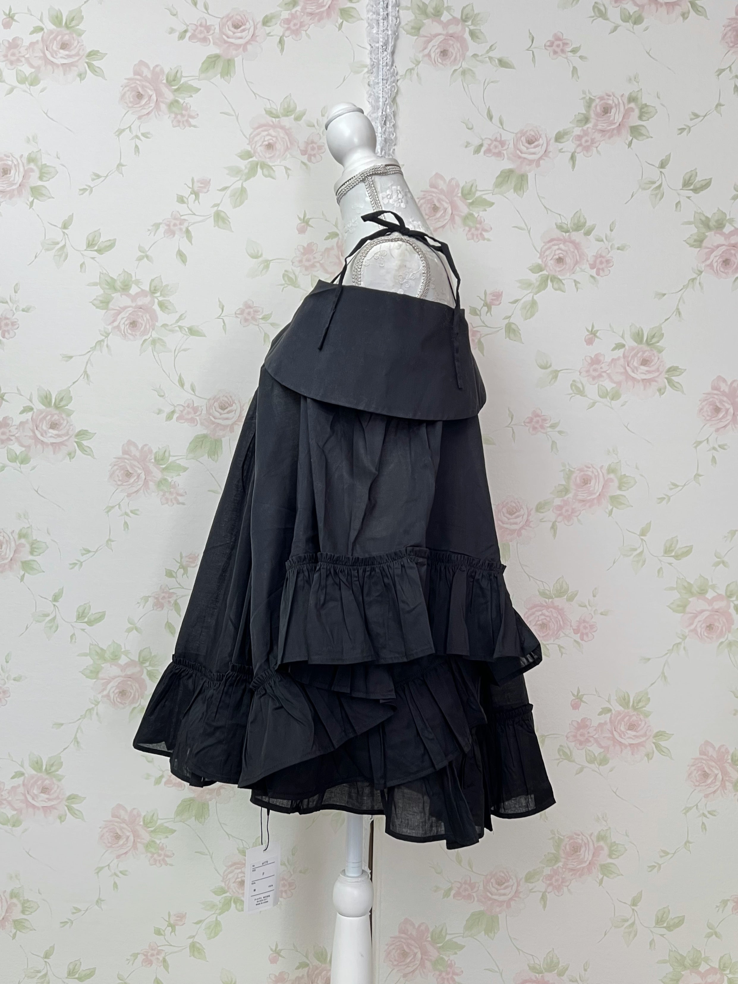 Off Shoulder Layer Like Tunic Top (Black)