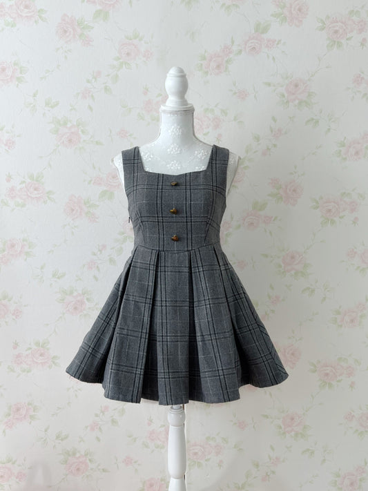 bobon21 Heart Button Jumper Mini Dress (Gray)