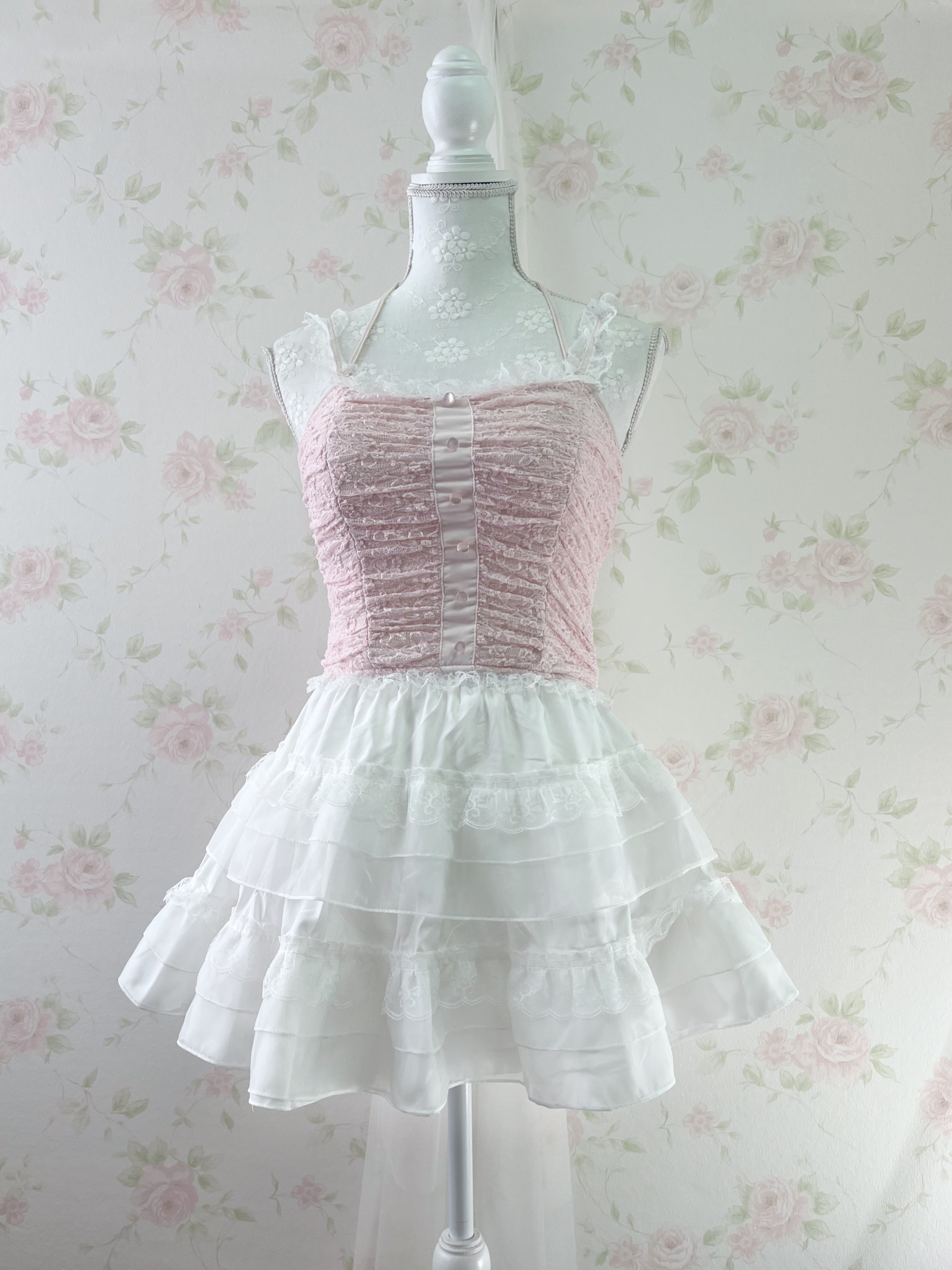 Lacy Halter Neck Camisole (Pink)