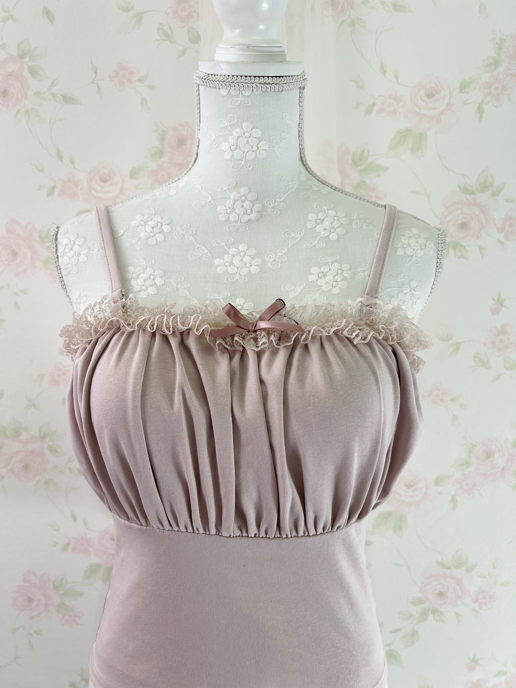 Dream Vision Gathered Petite Bow Camisole Top (Pink)