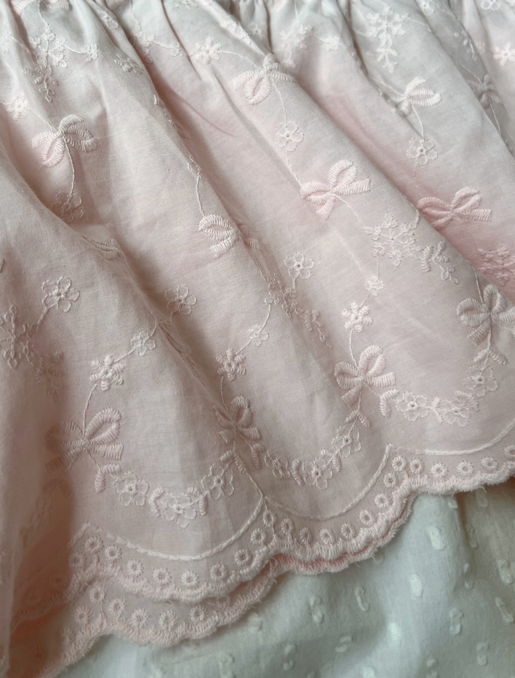 evelyn Ribbon Patterned Cotton Dress (Pink)