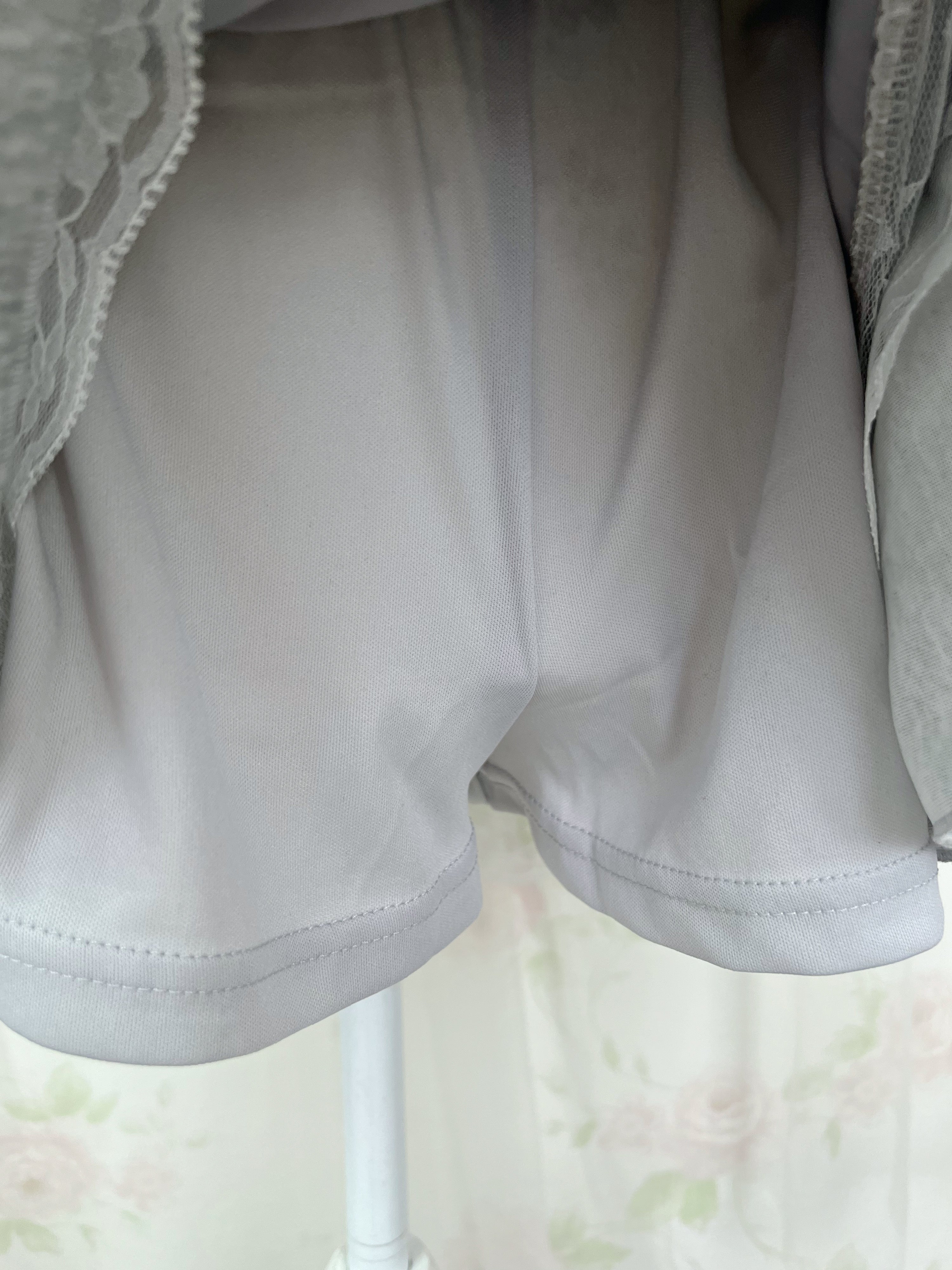 Lace Hem Sweat Layered Skirt (Gray)