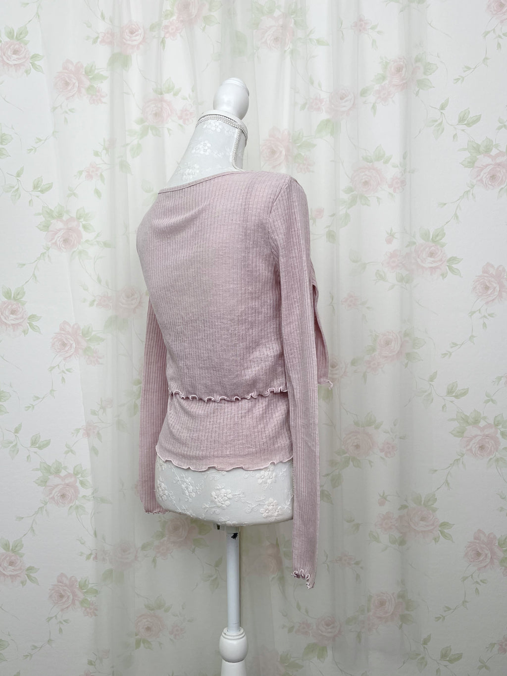 Lace Framed Camisole &Cardigan Set (Pink)