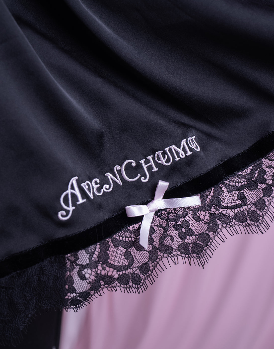 AVENCHUMU Dot tulle & ribbon satin babydoll