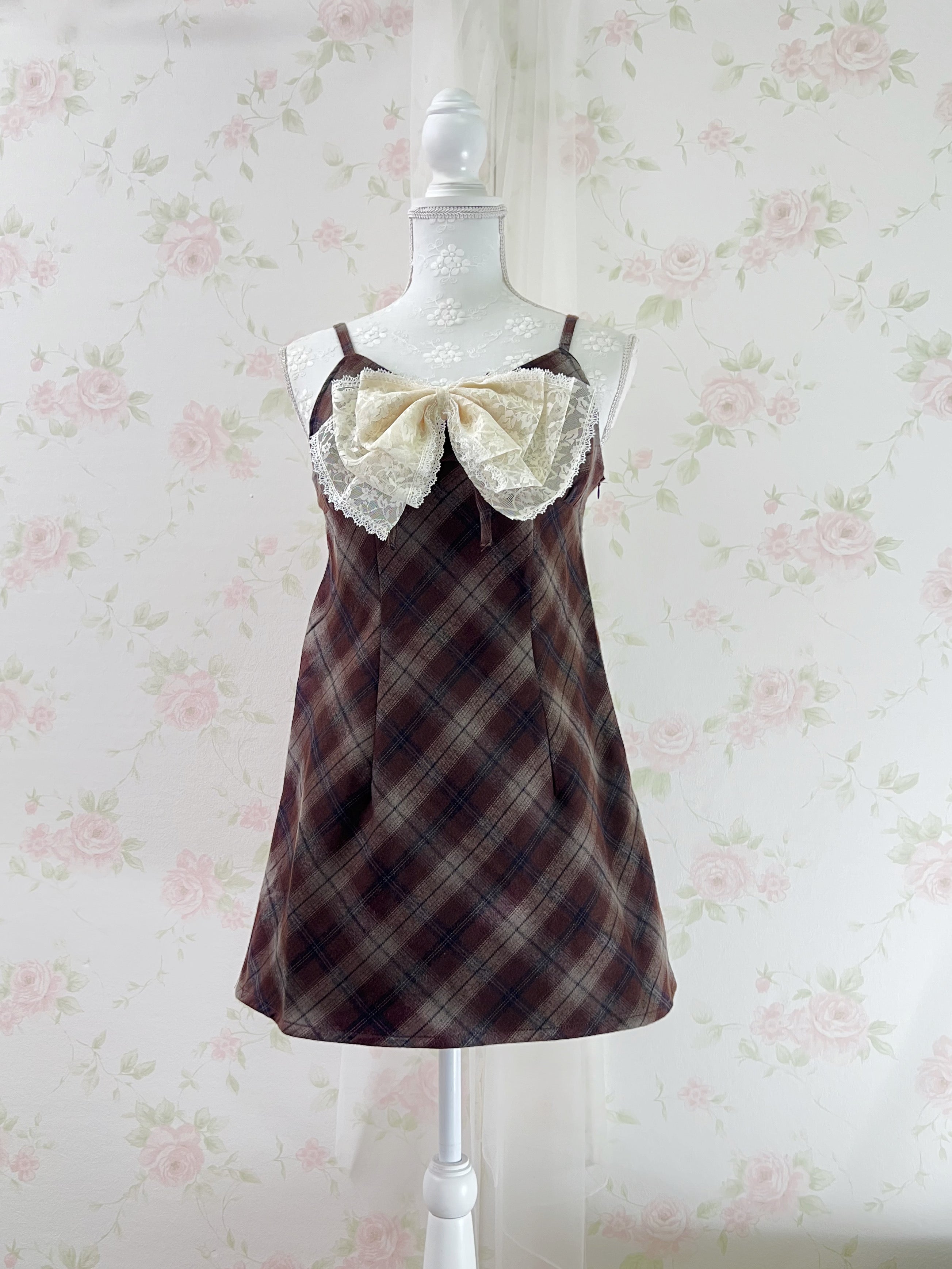 Camisole Checked Dress (Chocolate)