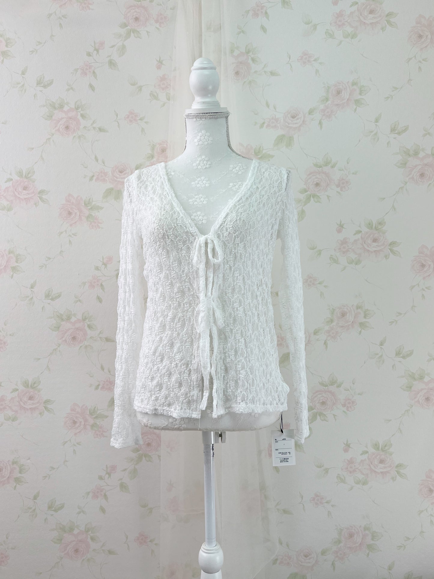 GRL Lacy Double String Cardigan (White)