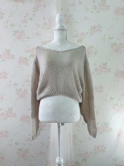 GRL Soft Loose Gyaru Sweater (Beige)
