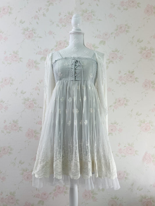 L'EST ROSE Lace Hem Tulle Dress (Green)
