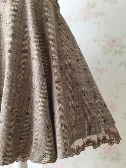 LIZ LISA Checked Rose Button Jumper Skirt