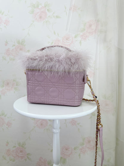 Quilting Fur Shoulder Bag (Purple Pink)