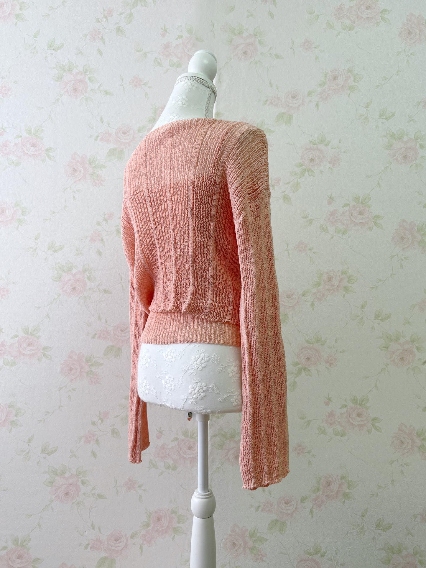 GRL Side String Knit Top Camisole Set (Peach Pink)