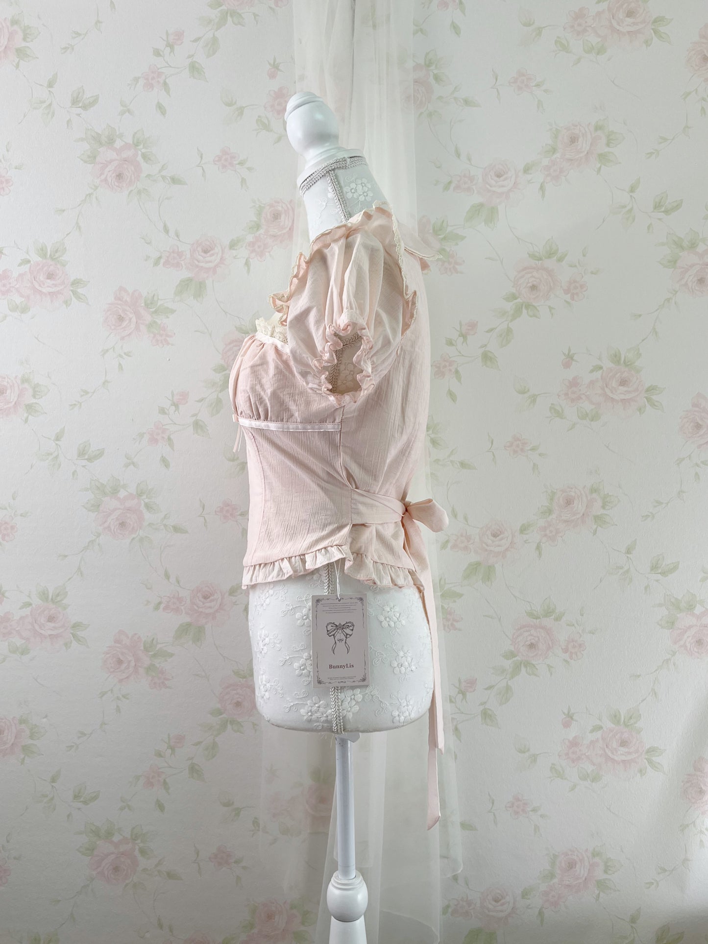 NoGenki Back Bow Girly Blouse (Peach Pink)
