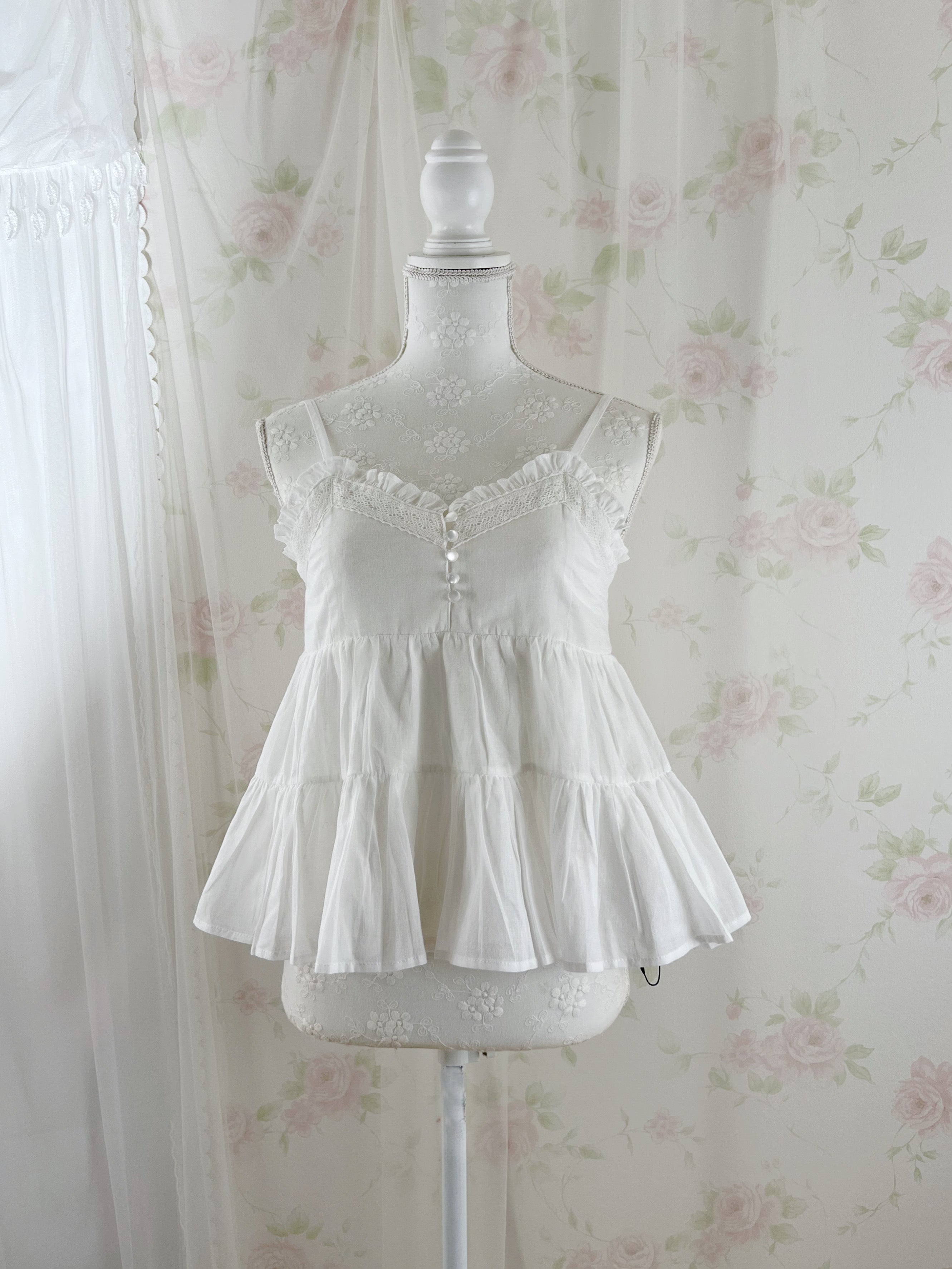 Cotton Sweet Cloud Camisole Top (White)