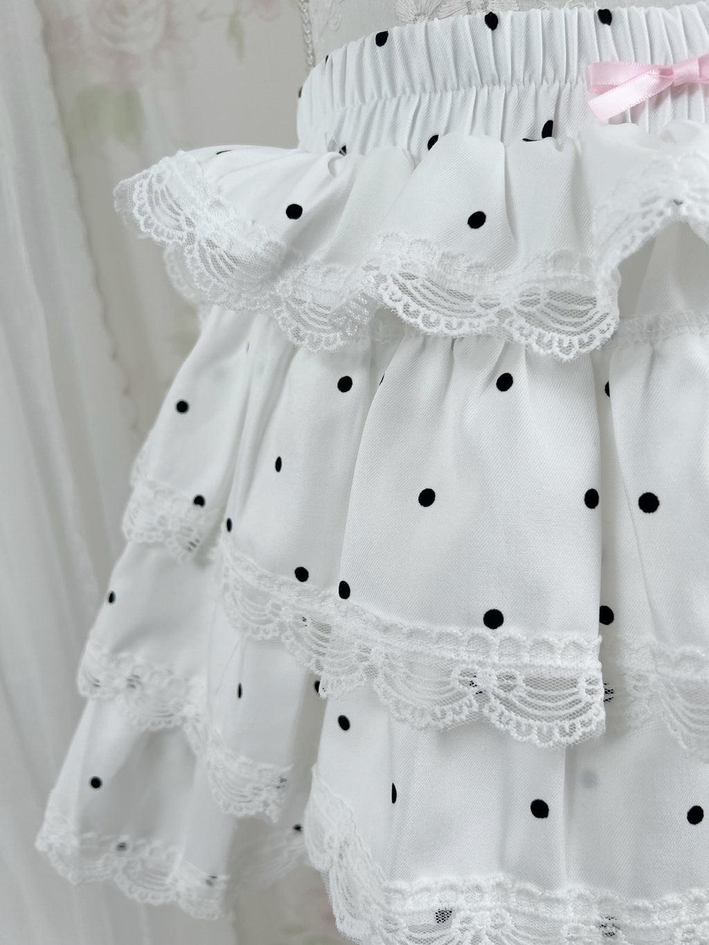 Tiered Polka Dot Skirt (White)