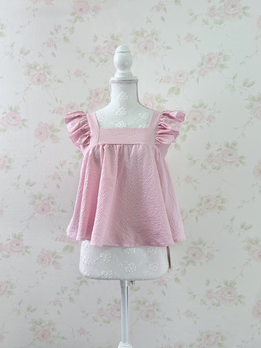GRL Back Bow Ruffled Sleeved Tunic Top (Light Pink)