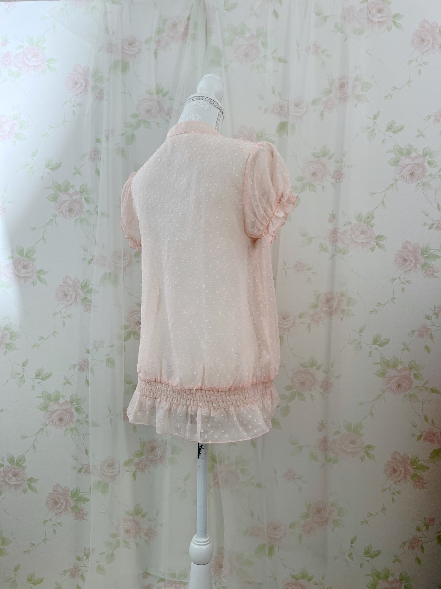 Peach John Bow Tie Chiffon Blouse (Peach Pink)