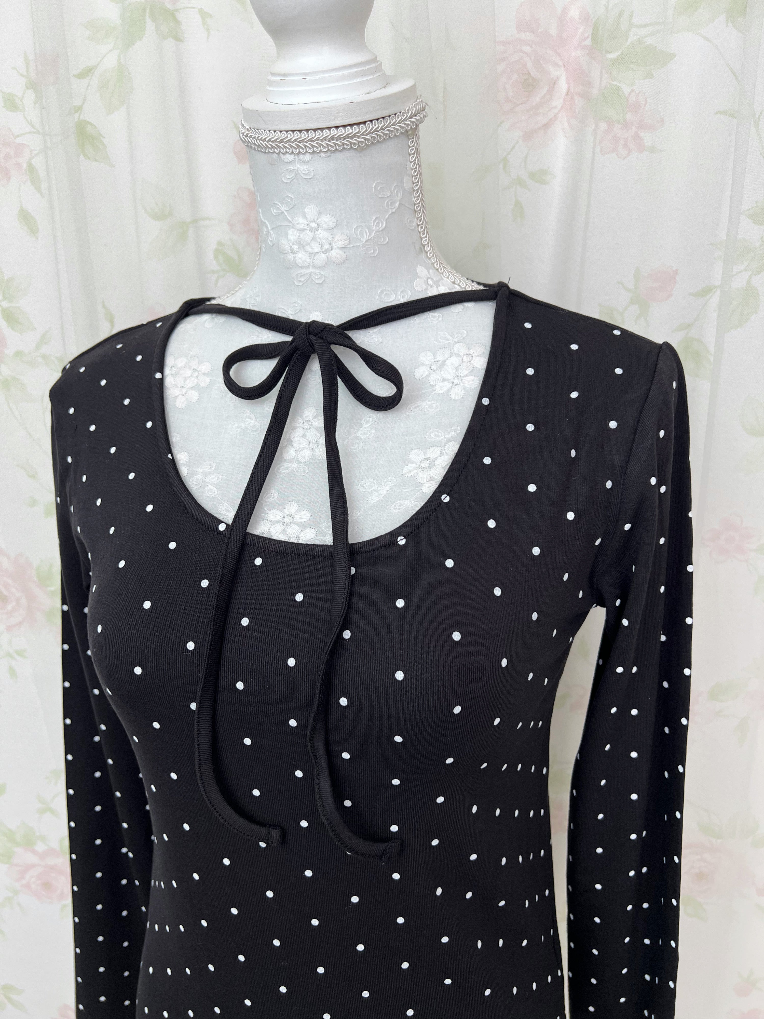 Polka Dot Halter Neck Top (Black)