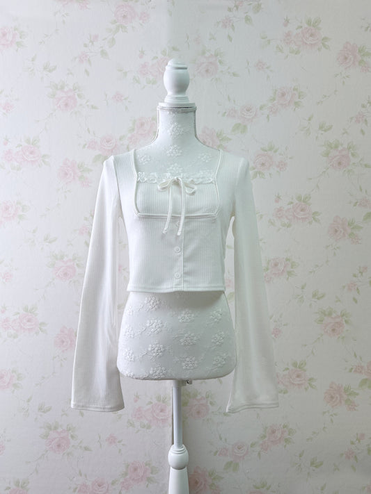 GRL Lace York Shoujo Long Sleeved Top (White)