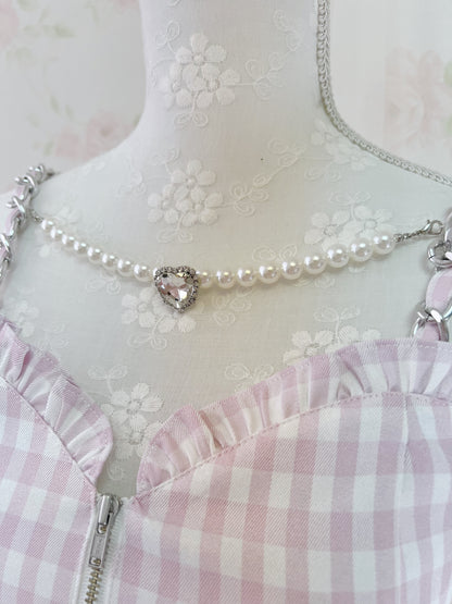 Ank Rouge Gingham Checked Bustier (Pink)