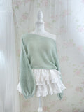 Side String Loose Sleeve Sweater (Mint green)