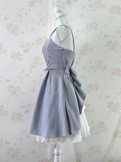 Secret Honey Back Bow Dolly Dress (Purple Blue)