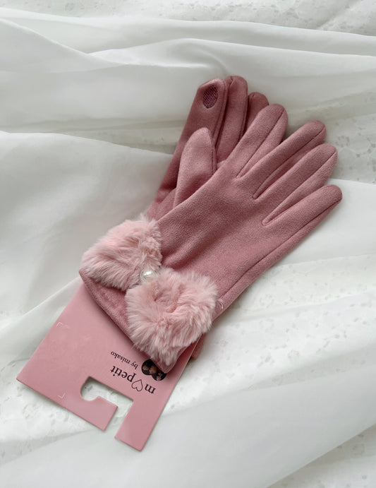 m♡petite Misako Aoki Eco Fur Ribbon Gloves