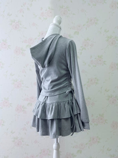 GRL Side Strings Hoodie Skirt Set