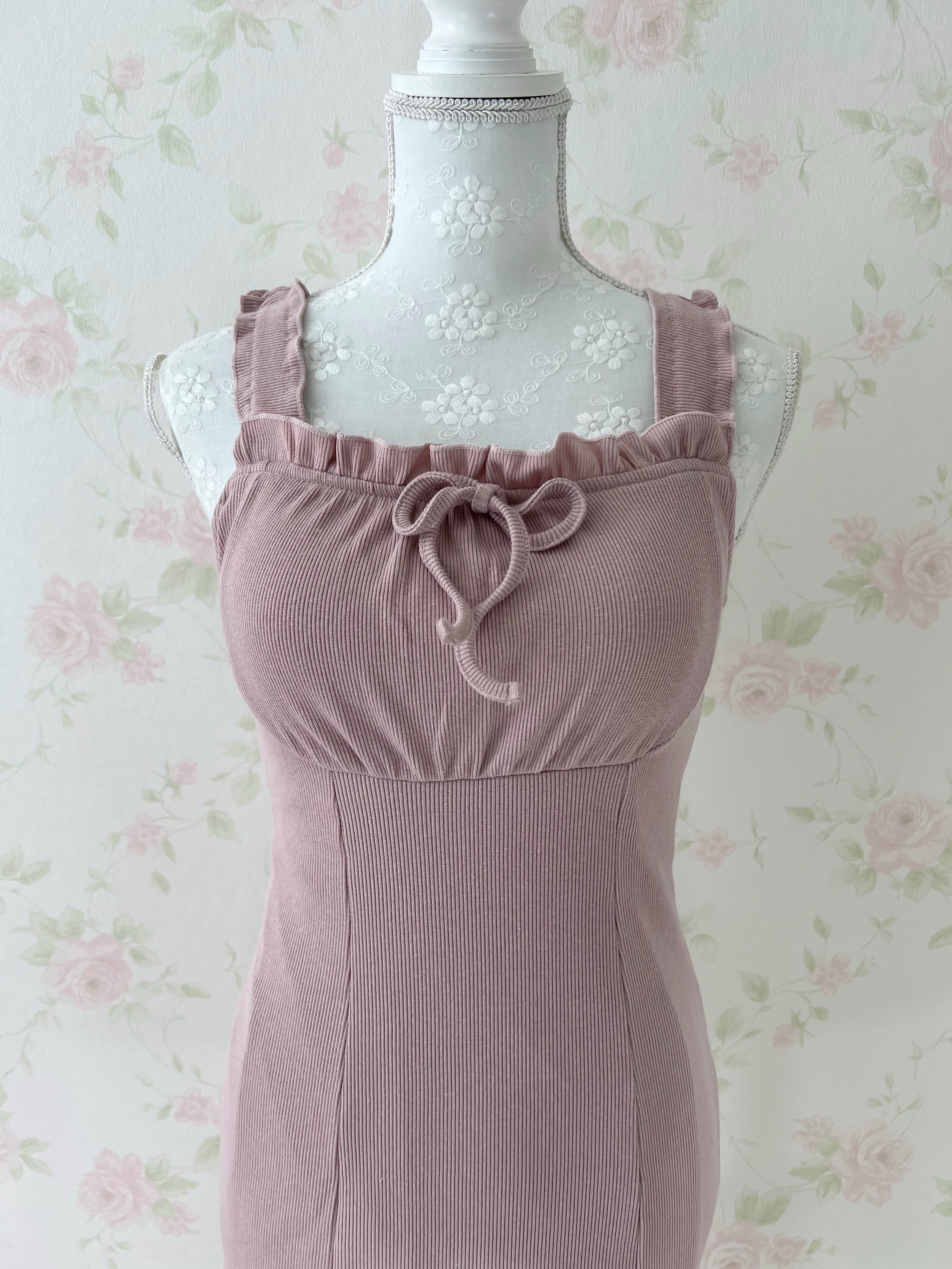 GRL Dolly Frilled Strap Dress (Pink)