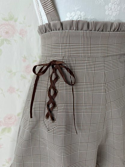 Honey Cinnamon Suspender Frilled Short Pants