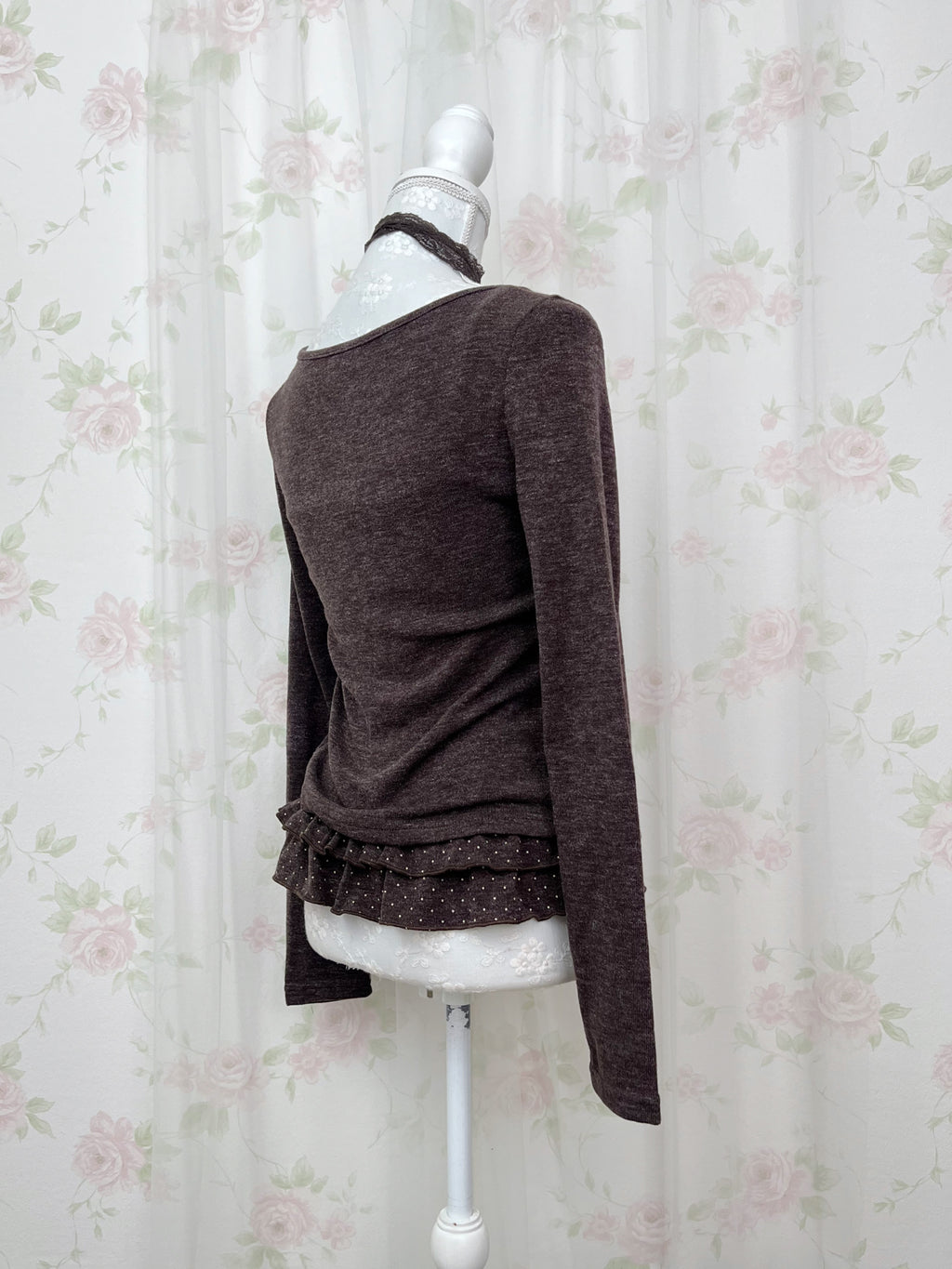 Polka Dot Cardigan Camisole Set (Chocolate)