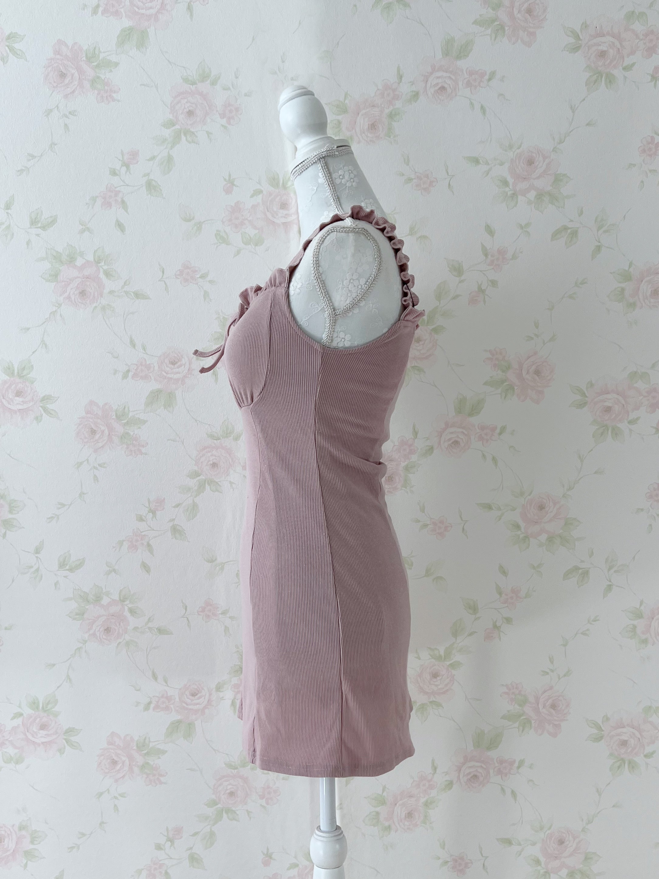 GRL Dolly Frilled Strap Dress (Pink)