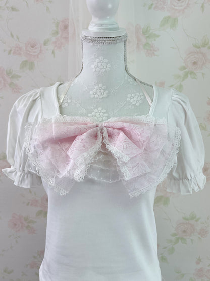 evelyn Polka Dot Frill Girly Top (White)