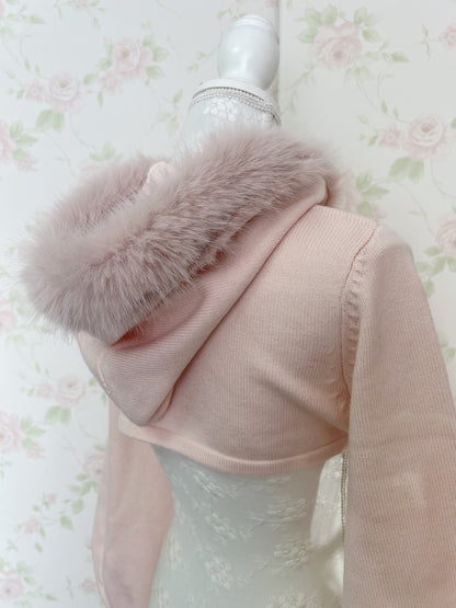 apres jour Eco Fur Short Hoodie (Pink)