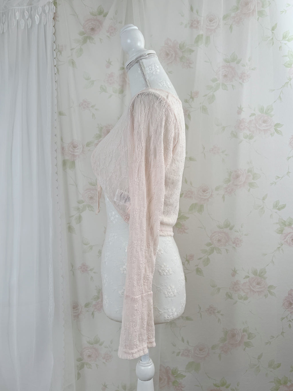 Lace Princess Sleeve Cardigan (Pink)