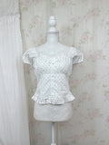 Polka Dot Dolly Cotton Blouse (White)