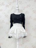 Ank Rouge Back Laced Up Feather Sleeve Top (Black)