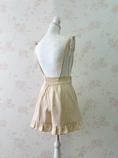Honey Cinnamon Suspender Ruffled Hem Shorts