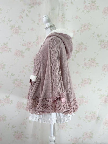 axes femme RIbbon Boa Poncho (Pink)