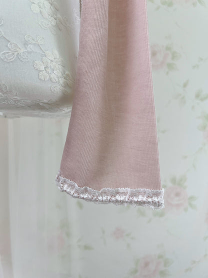 NICE CLAUP Lace Lined Cardigan (Pink)